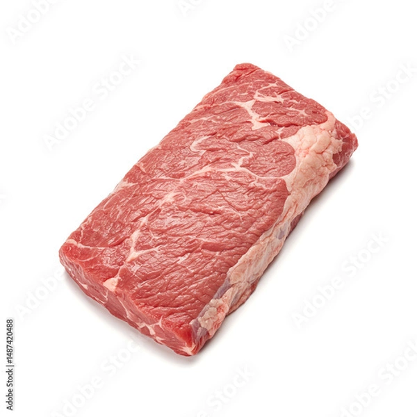 Obraz Raw steak beef isolated on white background.