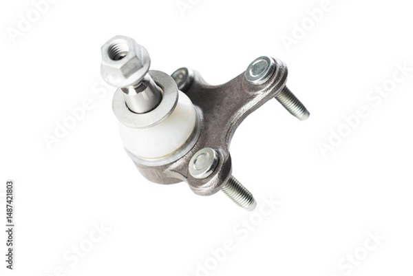 Fototapeta Automotive spare part ball joint on white background, isolate. Car suspension part, close-up