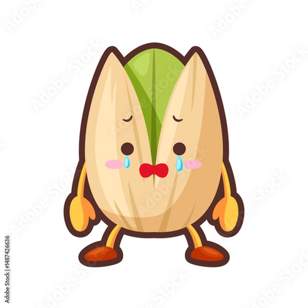 Fototapeta 涙を流すかわいいピスタチオのキャラクター