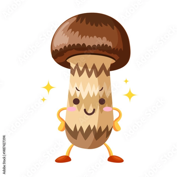 Fototapeta かわいいマツタケのキャラクターのイラスト