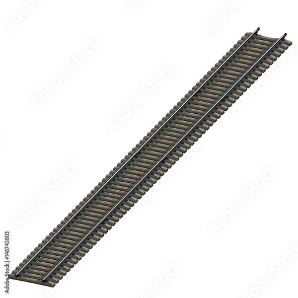 Obraz 3d illustration of railroad track. white background isolated. icon for game web.