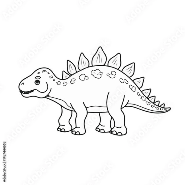 Fototapeta Dinosaur Coloring Page of a Stegosaurus for Educational Resources, Children's Activities, Art Projects, and Family Fun