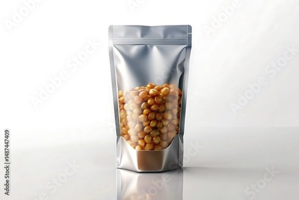 Fototapeta Bag of nuts is shown in a clear plastic bag. Graphic, vector, illustration, art, design, clipart, abstract, digital, stock