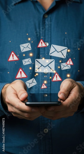 Obraz Phishing Alert! Guard Your Phone: Cybersecurity Tips for Avoiding Email Scams & Protecting Your Data. Stay Safe Online!