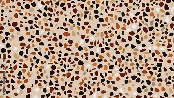 Obraz Warm Neutral Terrazzo Texture with Polished Finish and Natural Stone Chip Pattern