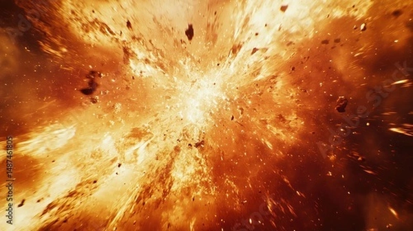 Obraz EXTREME CLOSE UP,ENTIRE FRAME filled with violently churning solar plasma resembling erupting lava and massive solar flares exploding outwards**