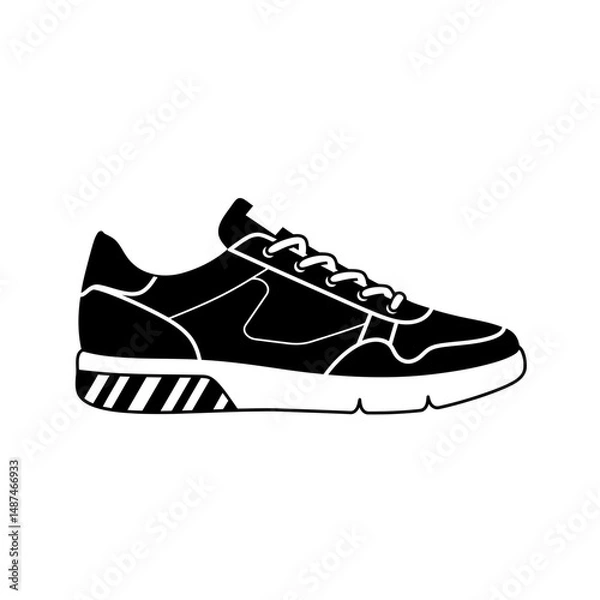 Obraz Sneaker Silhouette: A clean and contemporary silhouette of a stylish sneaker, perfect for illustrating active lifestyle, modern design, and athletic wear concepts.