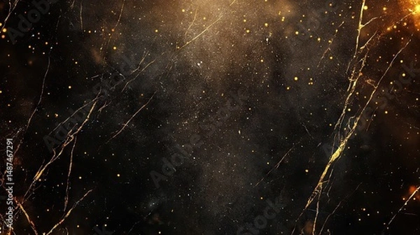 Fototapeta Dramatic textured backdrop featuring golden streaks and dark tones.