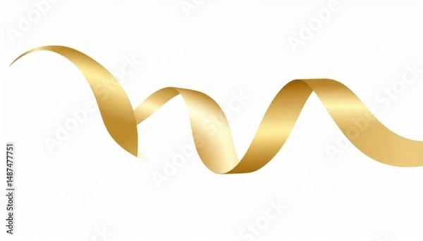 Fototapeta Elegant golden ribbon flowing gracefully abstract design minimalist aesthetic studio environment close-up perspective