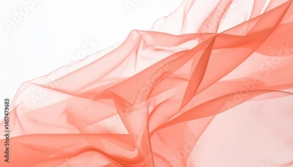 Fototapeta Flowing coral fabric abstract studio setting digital artwork soft textures aesthetic design