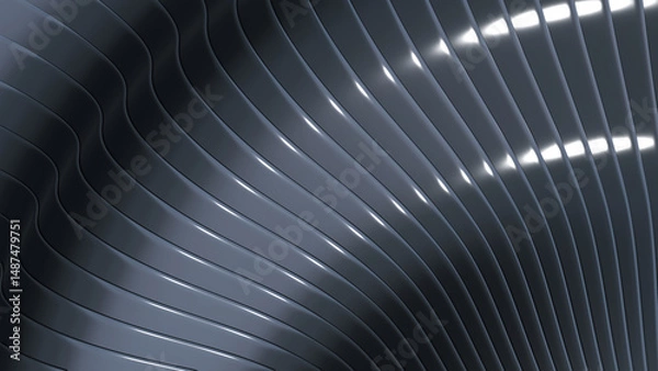 Fototapeta Abstract striped background, wavy dark gray stripes pattern, interesting spiral architectural minimal wallpaper.