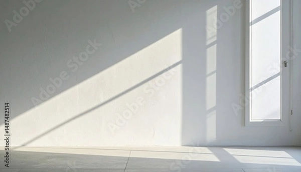 Fototapeta Captivating natural light streaming into minimalist room modern interior design warm ambiance serene atmosphere