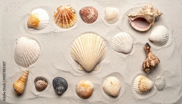 Fototapeta Collecting unique seashells at the beach nature photography coastal environment aerial view ocean concept