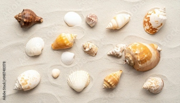 Fototapeta Collecting seashells beachfront nature photography sandy environment aerial view coastal beauty