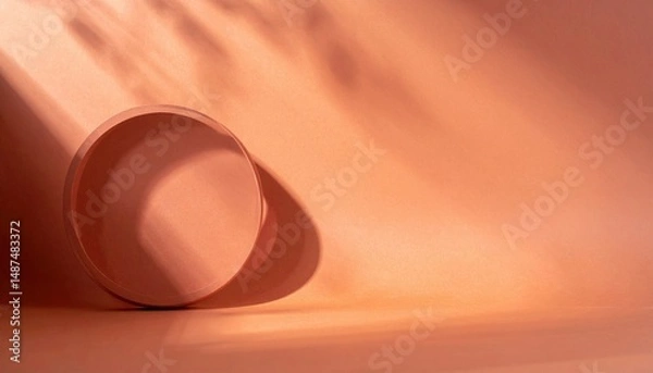 Fototapeta Rolling cylinder movement abstract environment 3d art warm tones artistic perspective visual concept