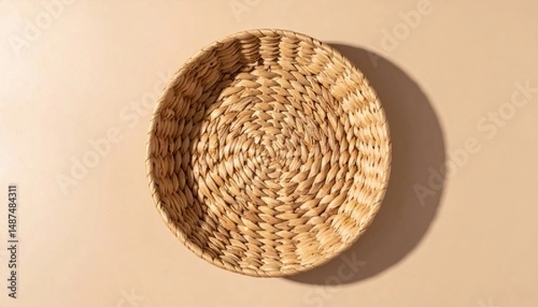 Fototapeta Crafting natural home decor woven basket art minimalist space high-angle view serenity