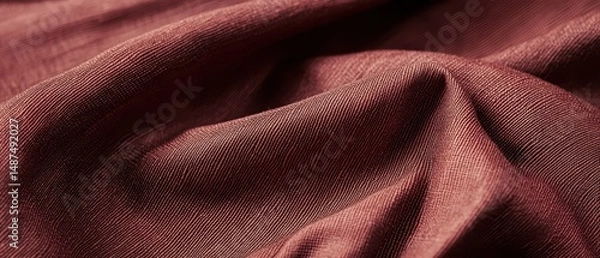 Fototapeta Brown fabric texture close-up showing silky smoothness and elegant draping for interior design, fashion, or textile industry use in creative projects.