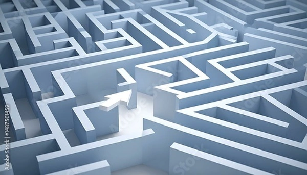 Fototapeta Complex Maze Navigation Arrow Cursor Pathfinding Challenge