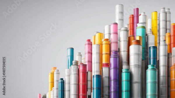 Obraz A vibrant collection of colorful markers arranged in artistic layers.