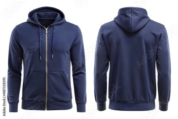 Obraz navy blue zip up hoodie on a ghost mannequin