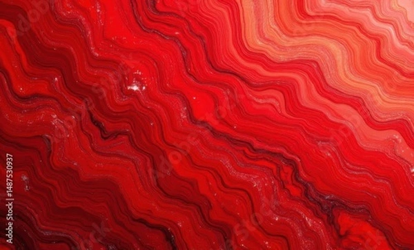 Fototapeta Vibrant red abstract waves create a dynamic and energetic background.