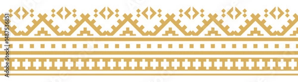 Obraz Gold ethnic border with geometric tribal pattern.
