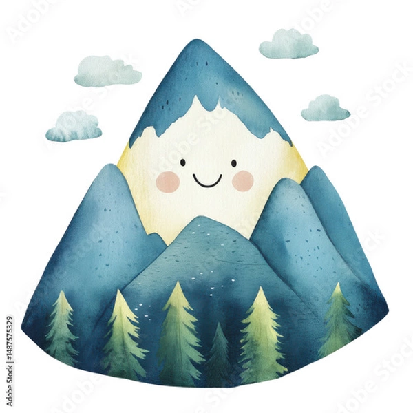 Obraz Happy mountain cartoon on transparent background