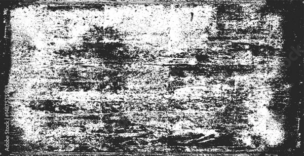 Fototapeta Grunge texture pattern frame. Black design border. Old paper vector illustration.