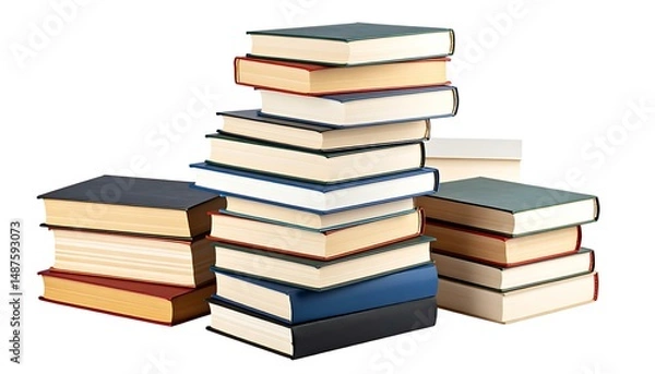 Fototapeta Stack of Books, Various Colors, Library, Reading, Knowledge, Education, Literature, Learning, Textbo
