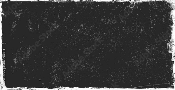 Fototapeta Grunge texture pattern frame. Black design border. Old paper vector illustration.