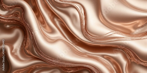 Fototapeta Mocha Mousse and Soft Champagne Fluid Curves with Delicate Rose Gold Accents A mix of mocha mousse and soft champagne