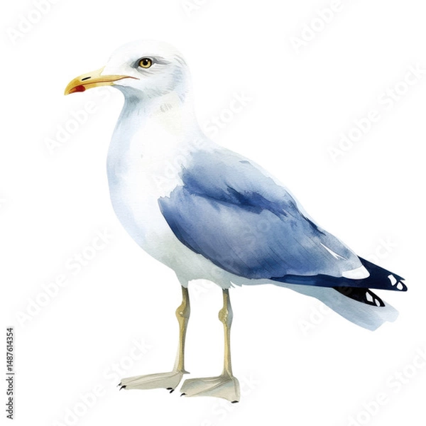 Obraz A standing white seagull on transparent background