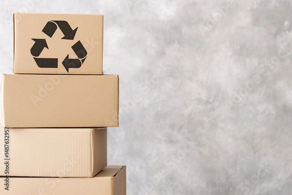 Fototapeta A stack of recycled paper packaging boxes