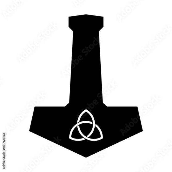 Obraz Thor's hammer mjolnir with triquerta svg cut file. Isolated vector illustration.