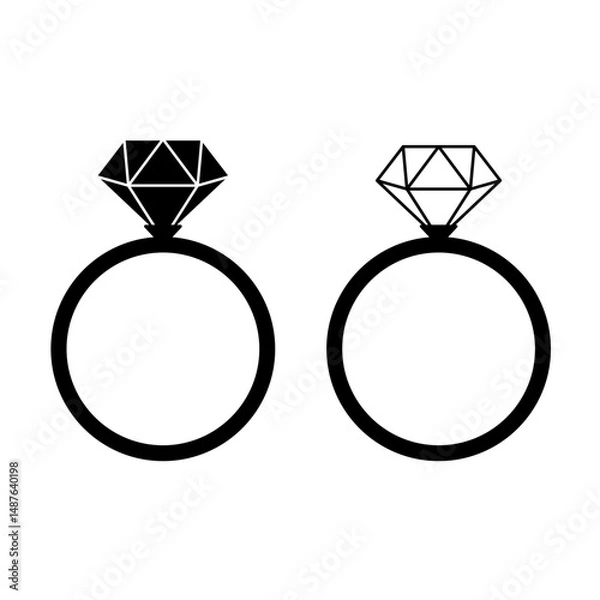 Obraz Wedding diamond ring svg cut file. Isolated vector illustration.