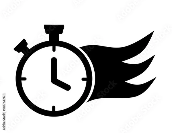 Fototapeta fast time icon.vector illustration of clock with burning fire