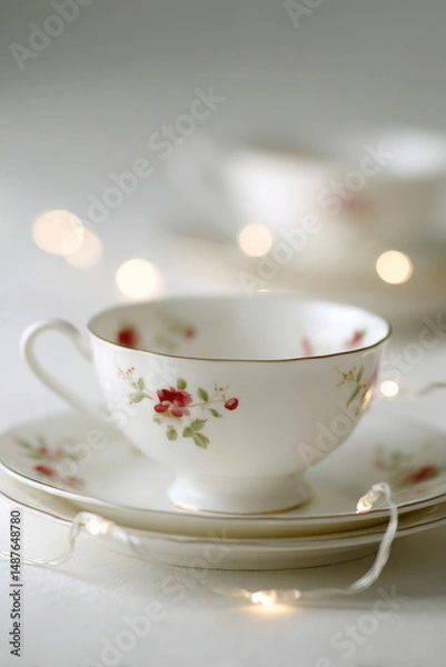 Fototapeta cozy dining room beautifully decorated for christmas featuring festive table setting with elegant tableware