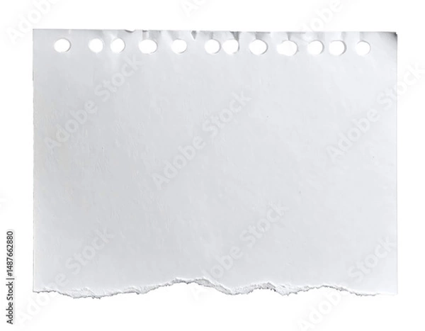Fototapeta Torn paper with distressed edges and a textured perfect scrapbook isolated cut out on transparent png