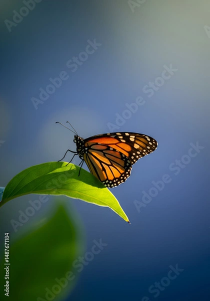 Obraz Monarch butterfly resting on leaf