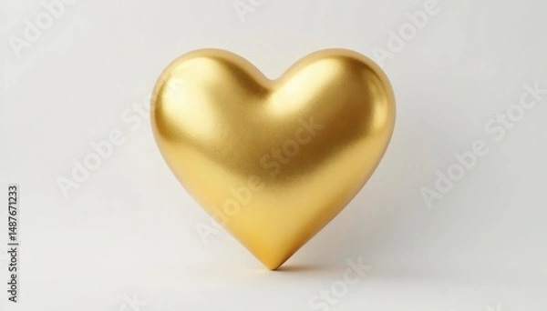 Obraz Isolated golden heart on stark white background , feeling, element, heart