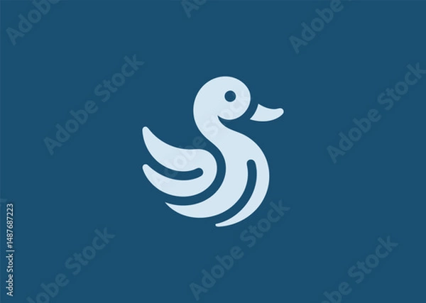 Fototapeta Duck logo for farm, playful, or natural brand identity.