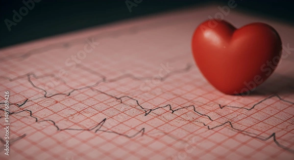 Obraz heart,  health,  ekg, Heart Health Red Heart on EKG