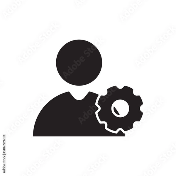 Fototapeta User avatar with gear icon. Symbolizes user settings, admin access, or system configuration roles.
