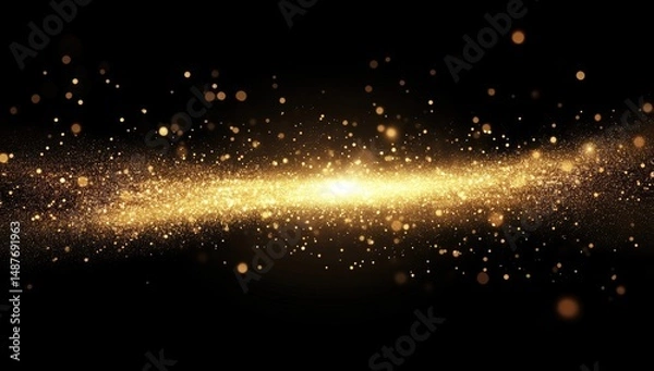 Fototapeta A mesmerizing display of golden bokeh lights shimmering against a dark background. creating a festive atmosphere ideal for celebrations and joyful occasions