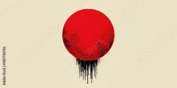 Fototapeta Abstract depiction of a large red circle