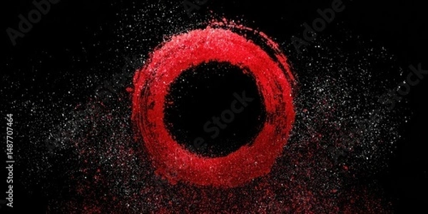 Fototapeta Vibrant red circle design on a dark background.