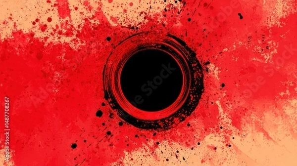 Fototapeta Abstract design with a black circular void.