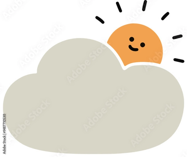 Fototapeta A cute hand-drawn sun and cloud icon representing partly cloudy weather. Great for children’s projects, weather charts, and seasonal graphics.