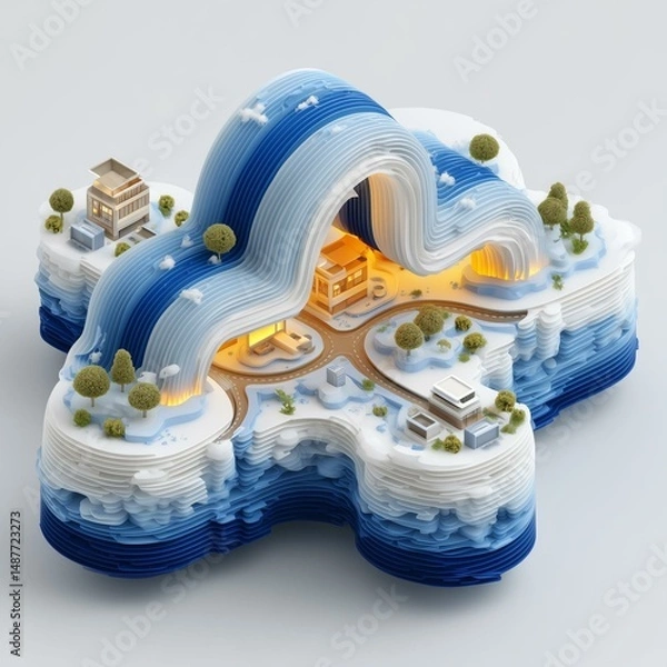 Fototapeta Isometric Illustration of Fast Symmetrical Internet Connection