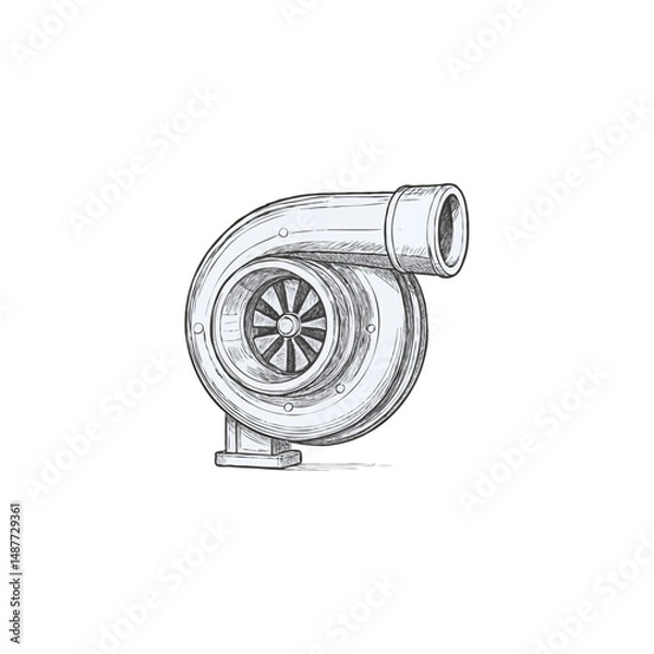 Fototapeta Engraved Turbo icon logo flat vector design